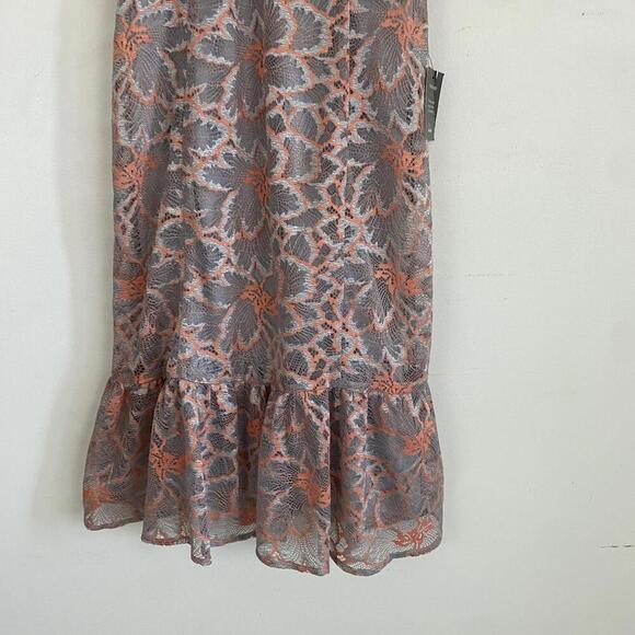 Lulus gray and peach lace midi dress - Picture 5 of 8